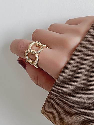 Brass Cubic Zirconia Geometric Trend Band Ring