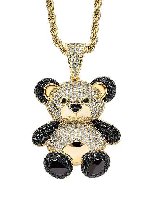 Brass Cubic Zirconia Panda Hip Hop Necklace
