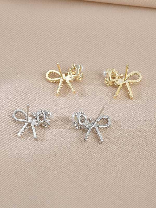 Brass Cubic Zirconia Bowknot Dainty Stud Earring