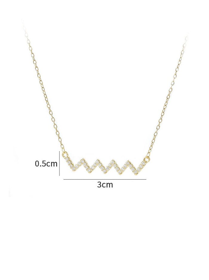 Brass Cubic Zirconia Geometric Dainty Necklace