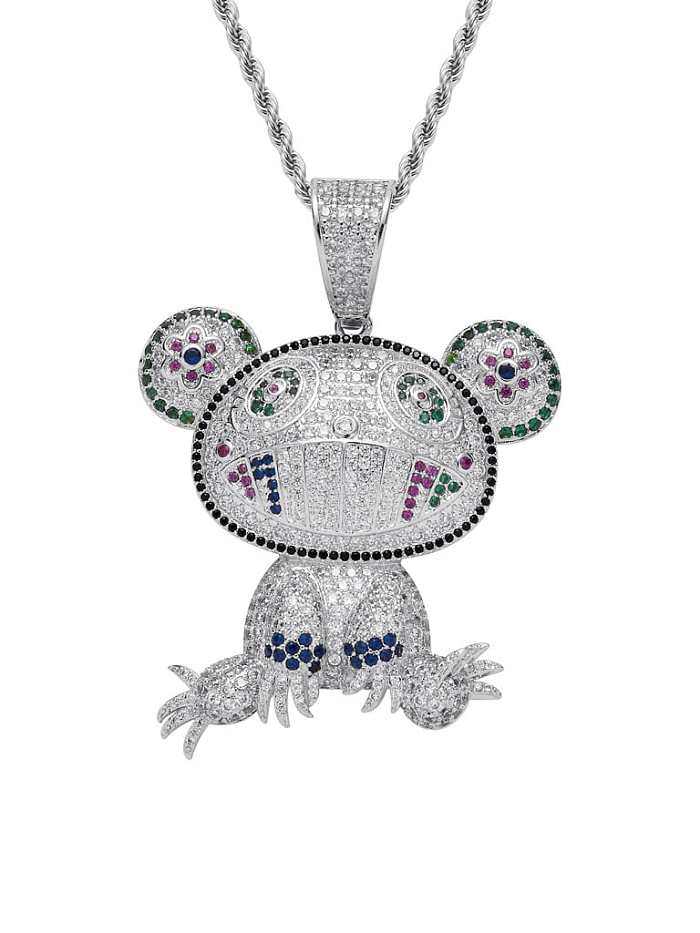 Collar de hip hop de rana de circonita cúbica de latón