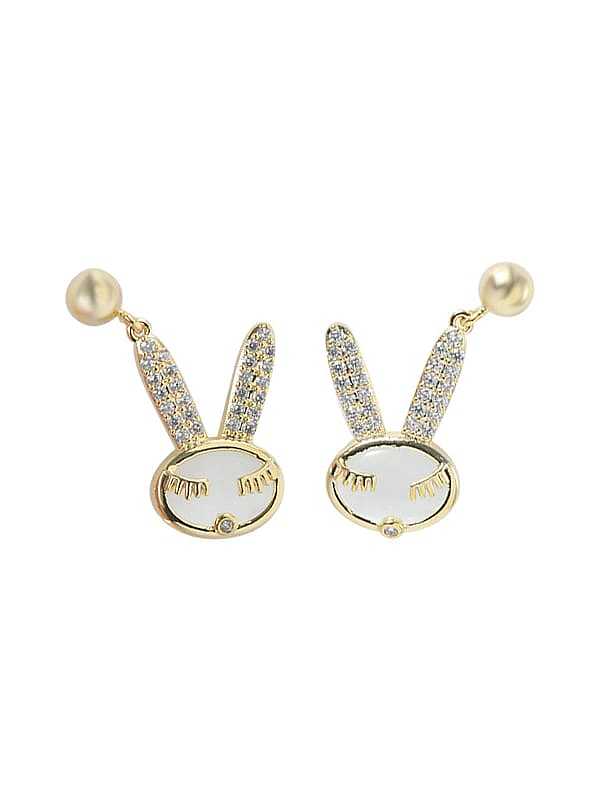 Brass Cubic Zirconia Rabbit Dainty Earring