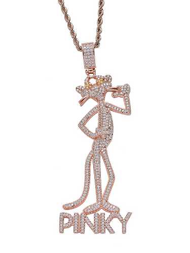 Brass Cubic Zirconia Leopard Hip Hop Necklace