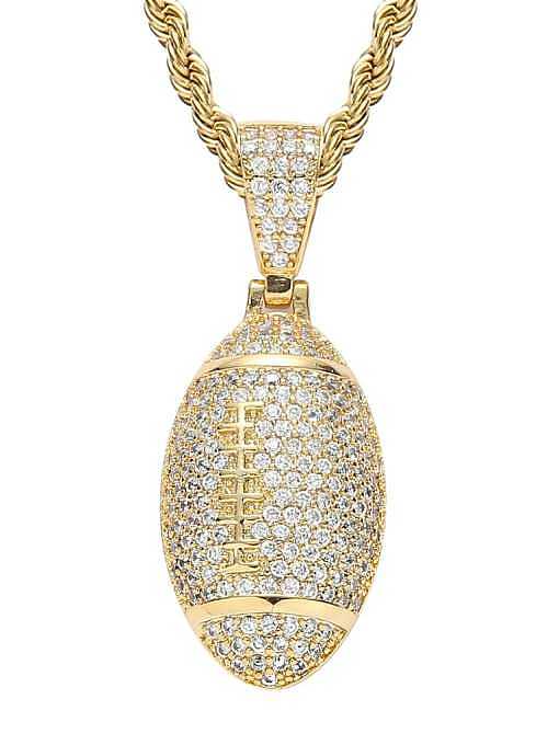 Brass Cubic Zirconia Oval Hip Hop Necklace