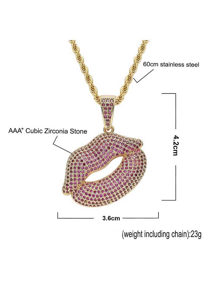 Brass Cubic Zirconia Mouth Hip Hop Necklace