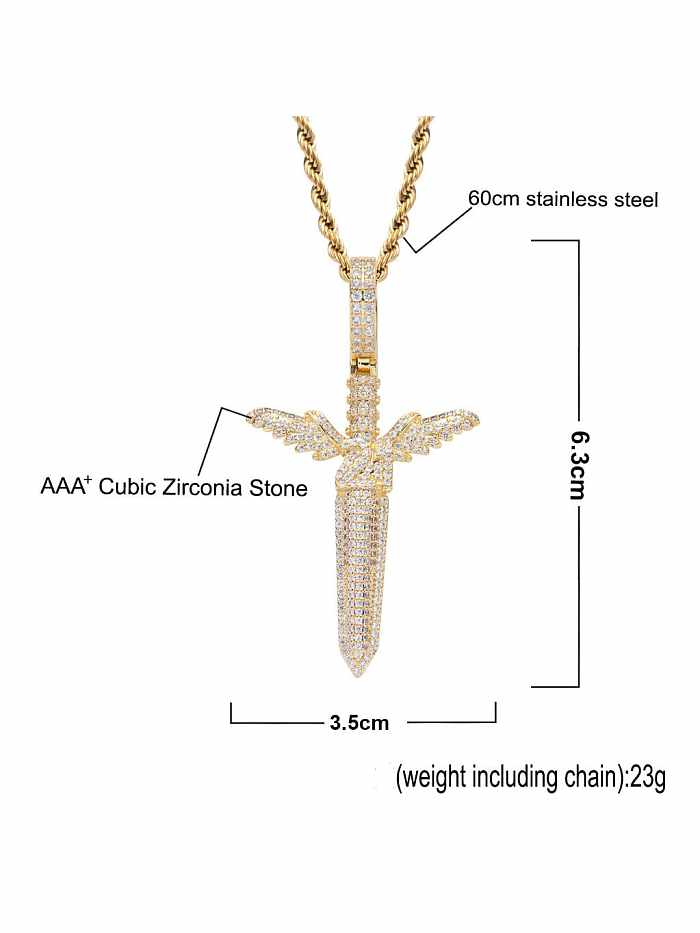 Collar de hip hop con cruz de circonita cúbica de latón
