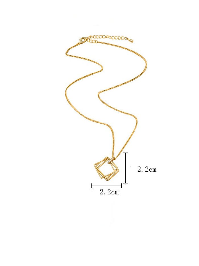 Geometrische Trend-Halskette aus Messing mit Zirkonia