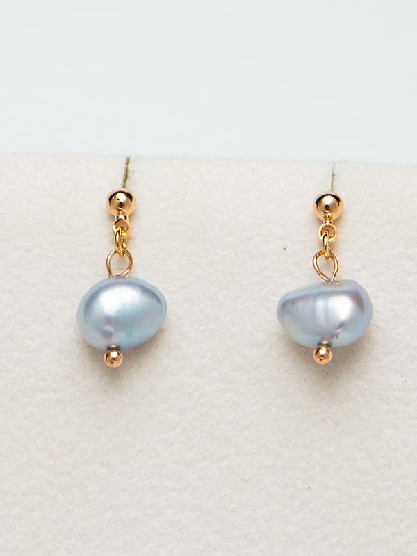 Brass Freshwater Pearl Irregular Ethnic Drop Earring