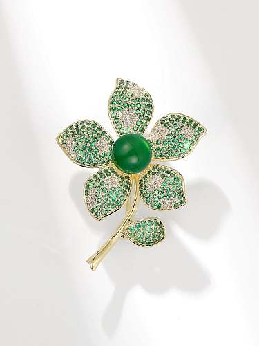 Broche Dainty Fleur en Laiton Cubic Zirconia