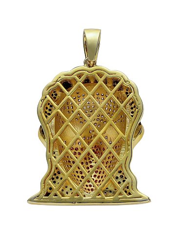 Latón Cubic Zirconia Enmascarado niña persona avatar Hip Hop Collar