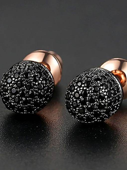 Copper Cubic Zirconia Geometric Hip Hop Stud Earring