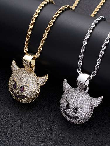 Brass Cubic Zirconia Little devil Hip Hop Necklace