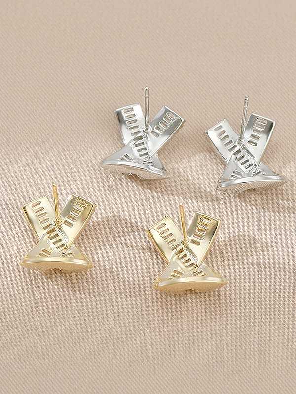 Brass Cubic Zirconia Geometric Dainty Stud Earring
