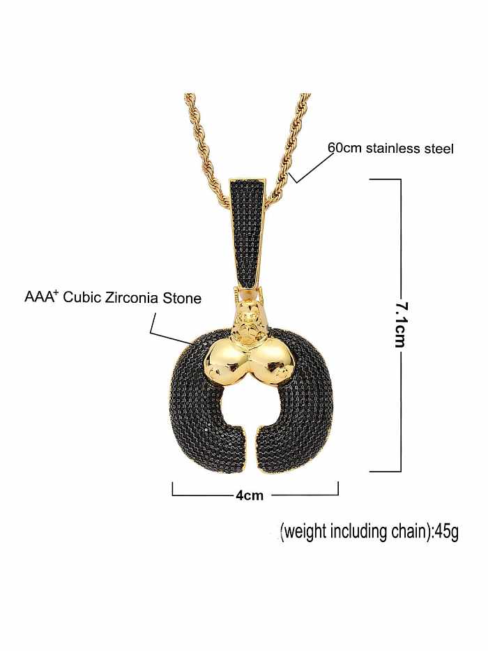 Collar Hip Hop de gorila negro con circonita cúbica de latón