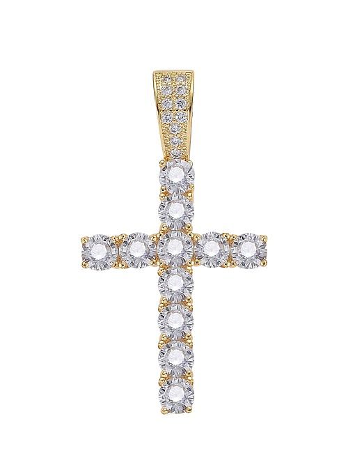 Brass Cubic Zirconia Cross Hip Hop Necklace