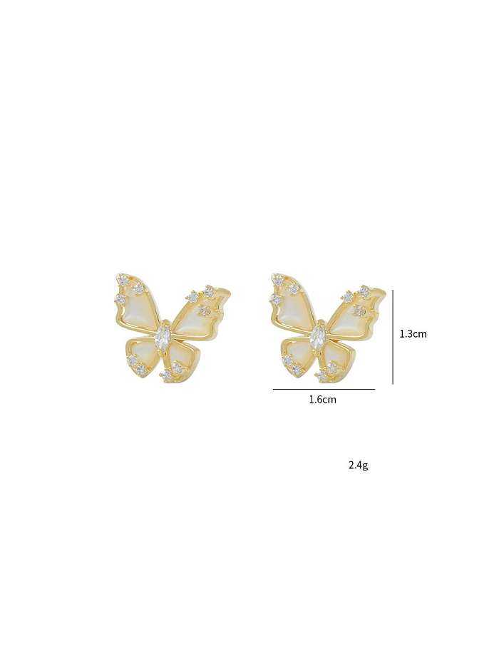 Boucles d'Oreilles Papillon Dainty en Laiton Cubic Zirconia