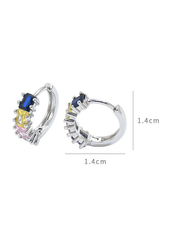 Brass Cubic Zirconia Geometric Minimalist Huggie Earring