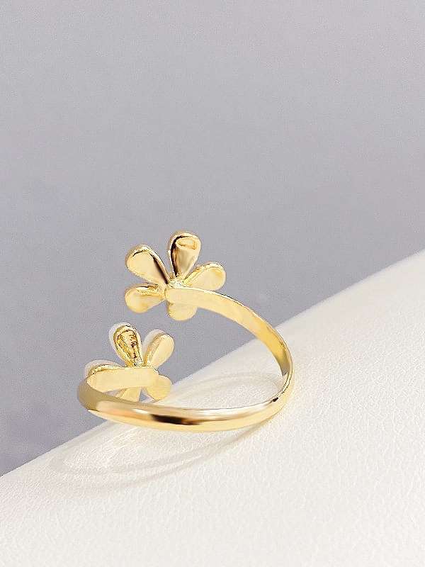 Brass Cubic Zirconia Flower Dainty Band Ring