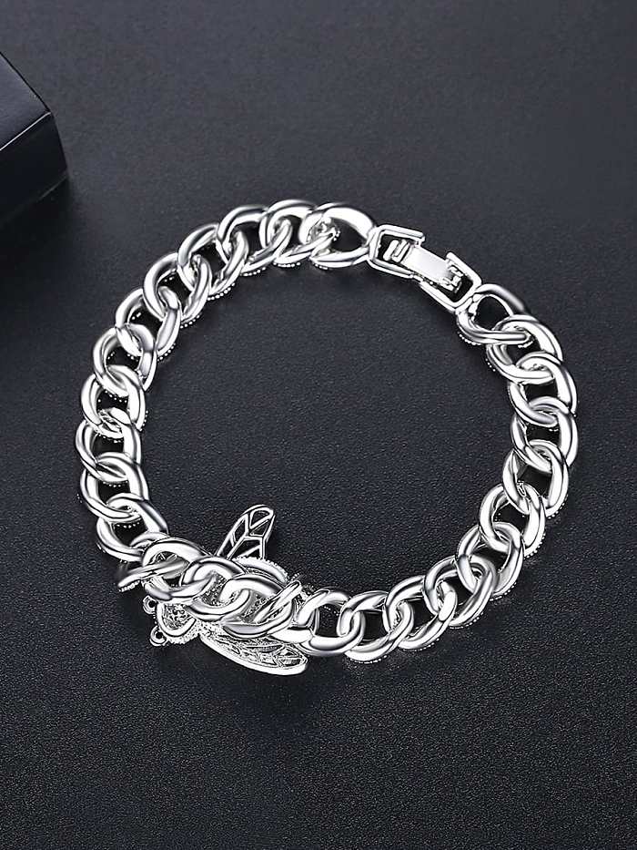 Brass Cubic Zirconia Geometric Trend Link Bracelet