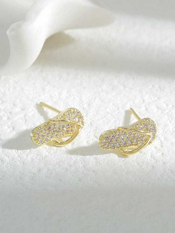 Brass Cubic Zirconia Geometric Dainty Stud Earring