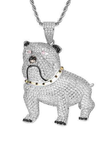 Brass Cubic Zirconia Dog Hip Hop Necklace