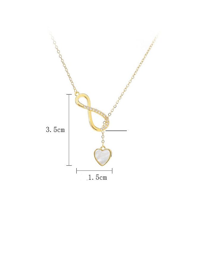 Brass Cubic Zirconia Heart Dainty Necklace