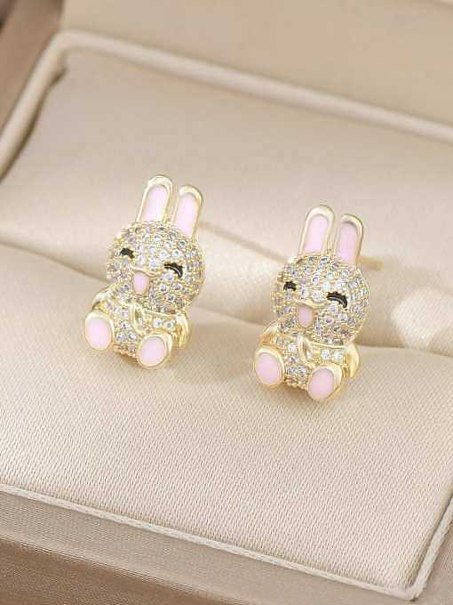 Brinco delicado de coelho com zircônia cúbica de latão