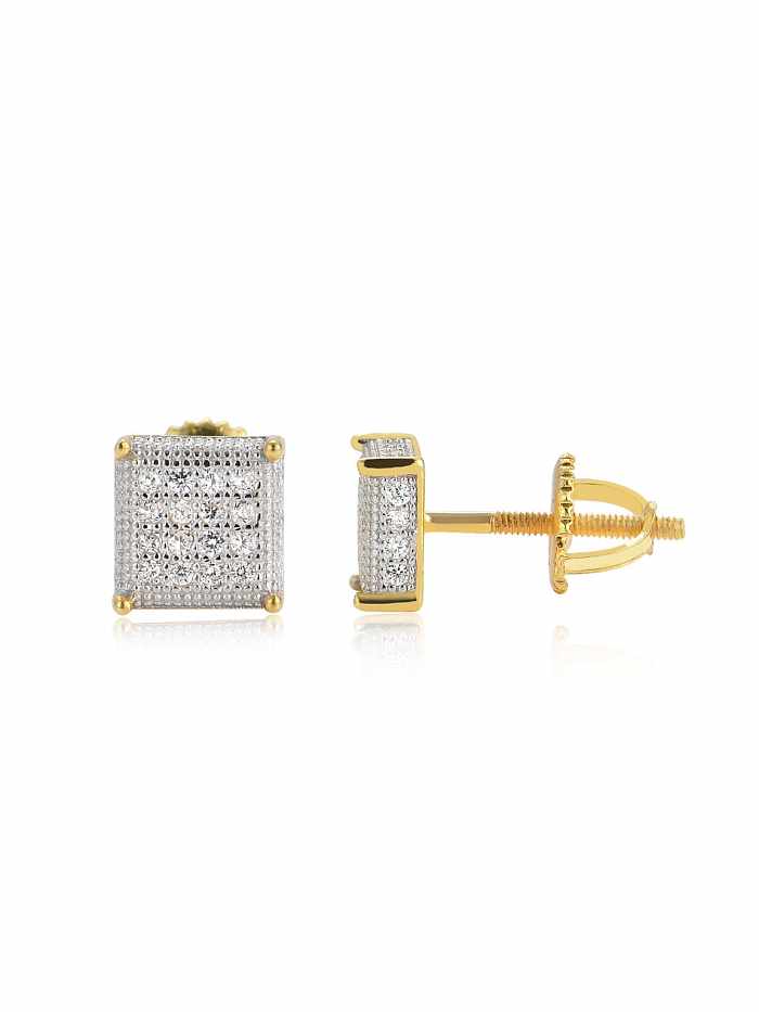 925er Sterlingsilber Zirkonia quadratischer zierlicher Ohrstecker