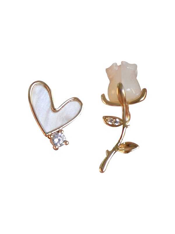 Brass Shell Flower Dainty Stud Earring