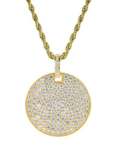 Brass Cubic Zirconia Round Trend Necklace