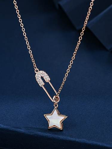 Brass Shell Pentagram Minimalist Necklace
