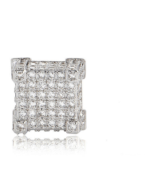 Brass Cubic Zirconia Square Dainty Stud Earring