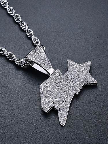 Collar de hip hop con número de circonita cúbica de latón