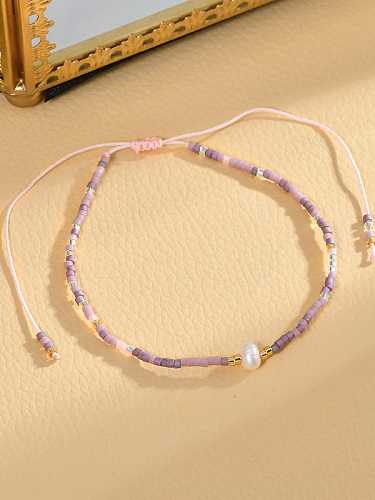 Brass Freshwater Pearl Geometric Dainty Adjustable Bracelet