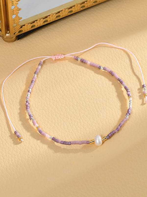 Bracelet réglable délicat géométrique en perles d'eau douce en laiton
