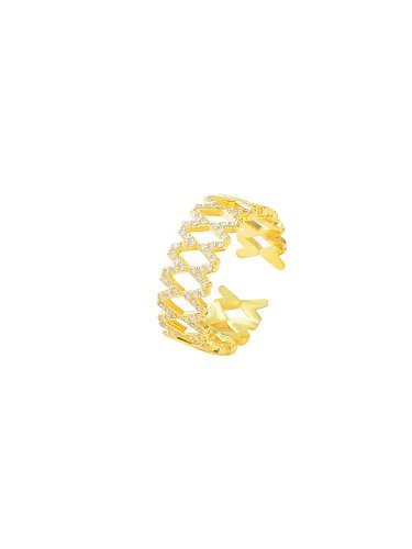 Brass Cubic Zirconia Geometric Dainty Band Ring