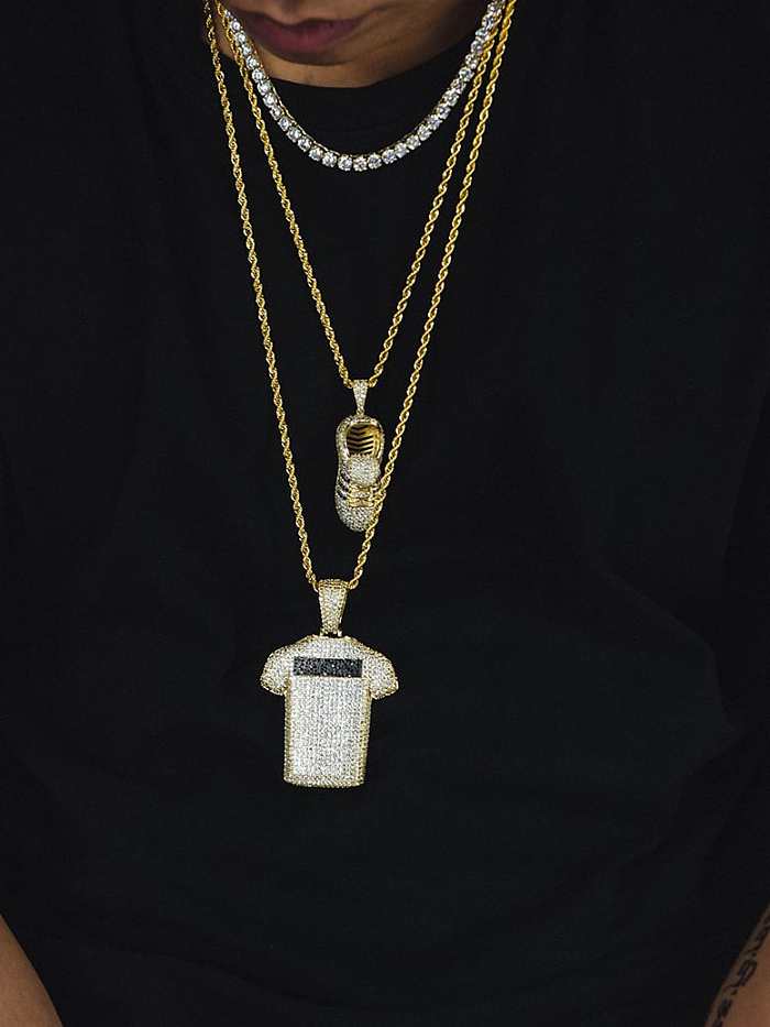 Unregelmäßige Hip-Hop-Halskette aus Messing mit Zirkonia