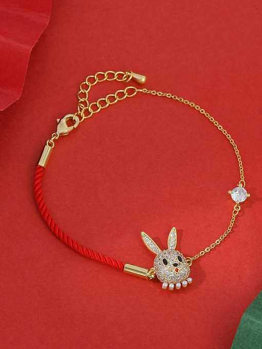 Niedliches, verstellbares Armband aus Messing mit kubischem Zirkonia-Kaninchen