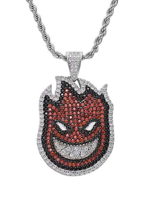 Brass Cubic Zirconia Little fireman Hip Hop Necklace