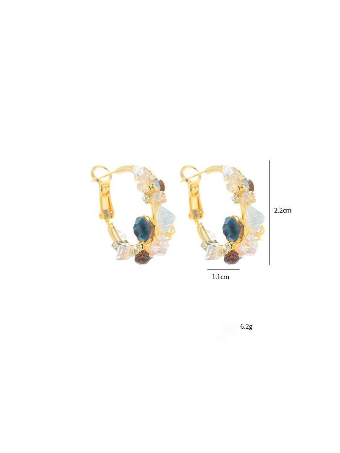 Brass Crystal Flower Dainty Stud Earring