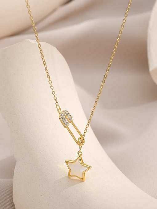 Brass Shell Pentagram Minimalist Necklace