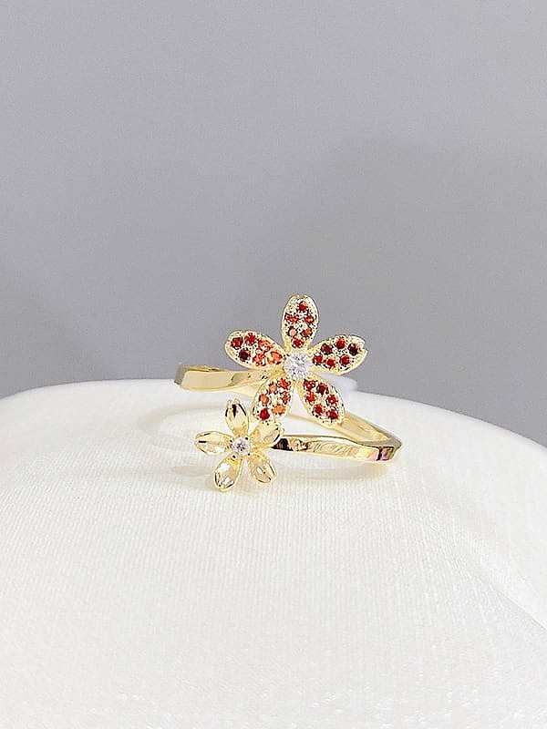 Brass Cubic Zirconia Flower Dainty Band Ring