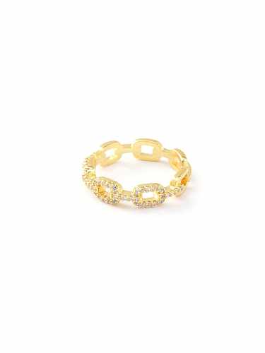 Brass Cubic Zirconia Geometric Dainty Band Ring