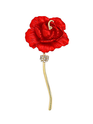 Broche de tendência de flor de esmalte de latão