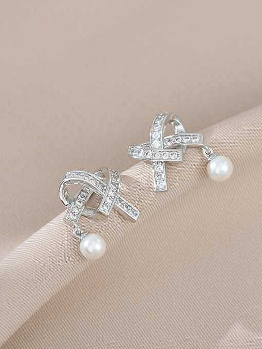 Brass Cubic Zirconia Bowknot Dainty Stud Earring