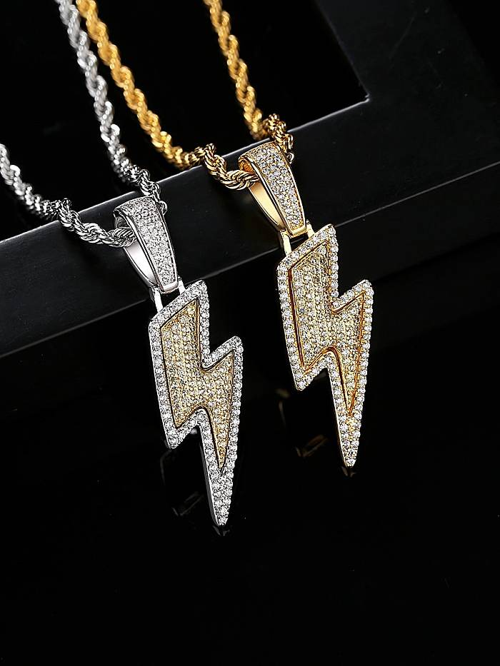 Brass Cubic Zirconia Irregular Hip Hop Necklace