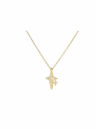 Zierliche Stern-Halskette aus Messing mit kubischem Zirkonia