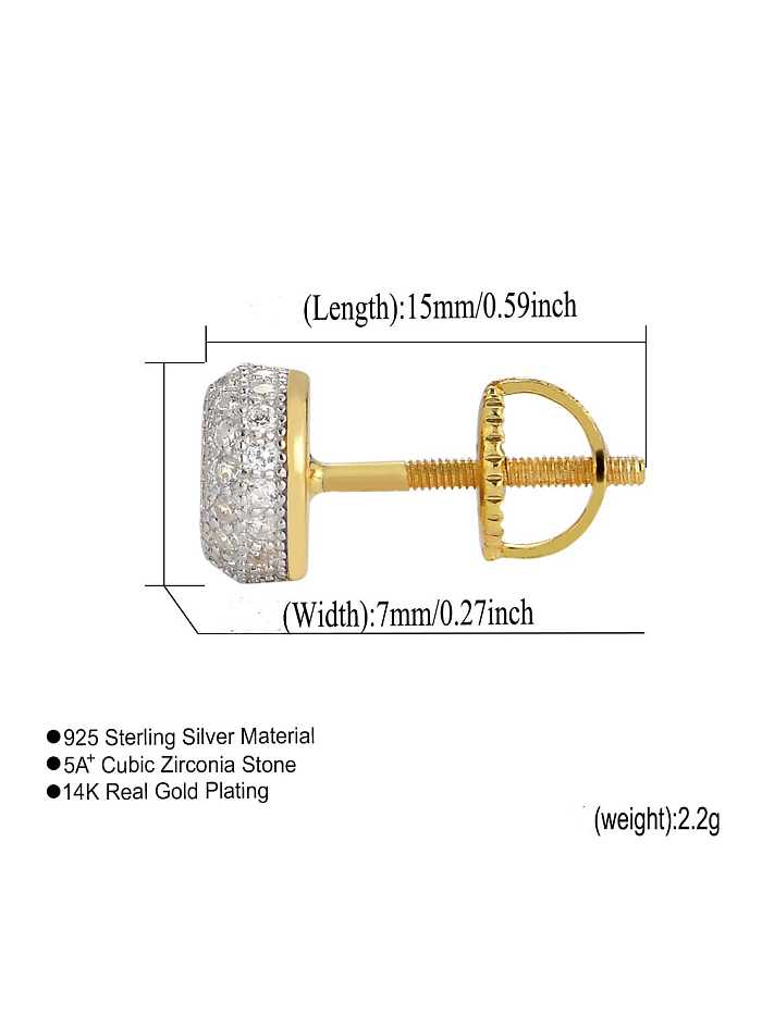 925 Sterling Silver Cubic Zirconia Round Dainty Stud Earring