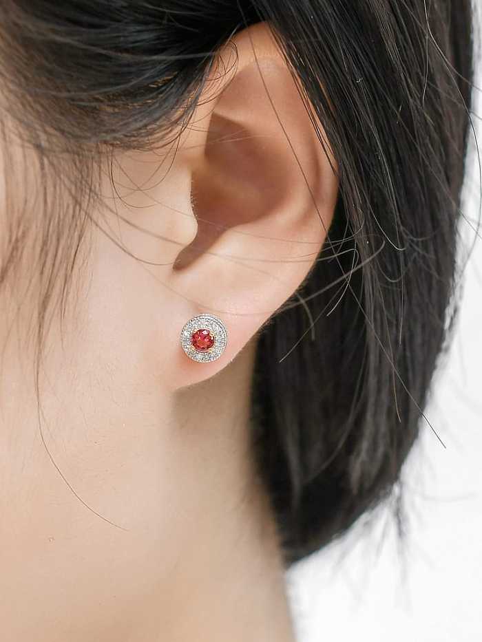 925 Sterling Silber Zirkonia runder zierlicher Ohrstecker
