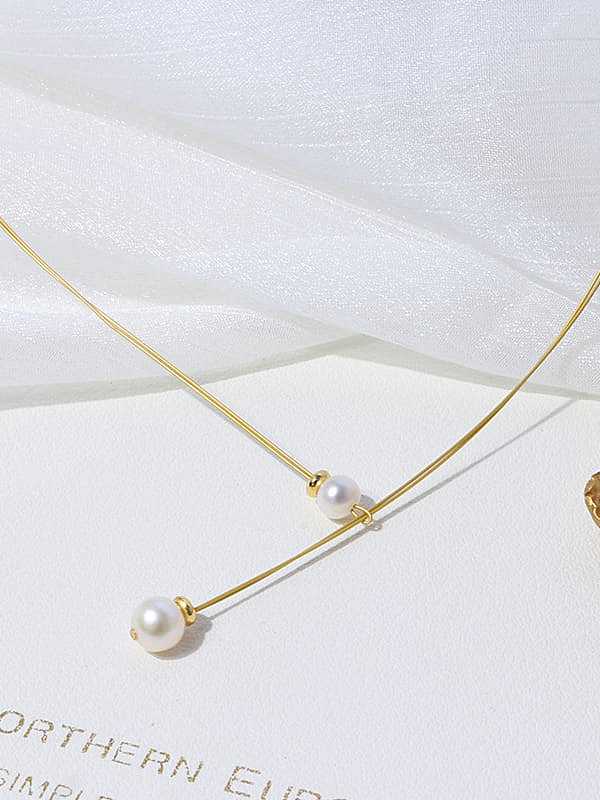 Brass Freshwater Pearl Minimalist Choker Necklace